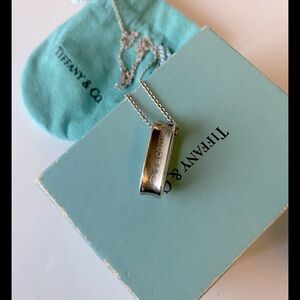 Tiffany & Co. 1837 Loop Oval Ring Pendant Necklace 18" Silver 925